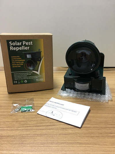 NY-2002 Solarni ultrazvučni ljubimac, pas, ptica, mačka, lisica, tjerač štetočina, zaustavljanje, bežično podešavanje, odbijajuće sredstvo za plašenje životinja, solarni panel za vrt