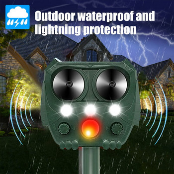 Solar Animal Repeller Power Motion Activated Ultrasonic Deterrent Bird Cat Dog Repeller Frighten Outdoor Animal Repellent Garden