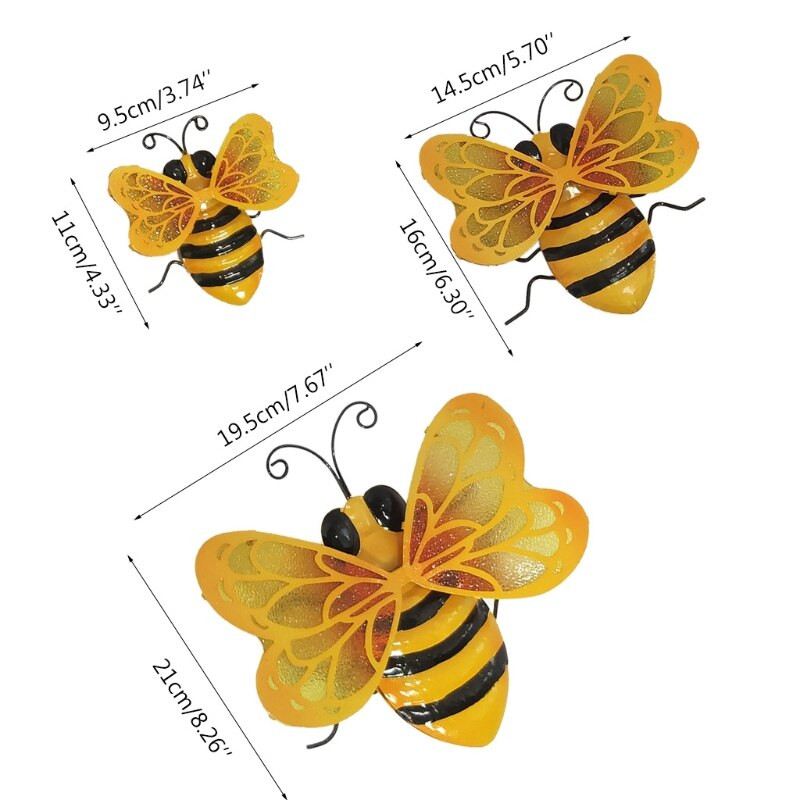 Simulare de albine Pădure Grădinărit Decorație Metal Atârnat Sculptură de perete 3d Interior Decor Artă în aer liber Patio Curte Camera de zi
