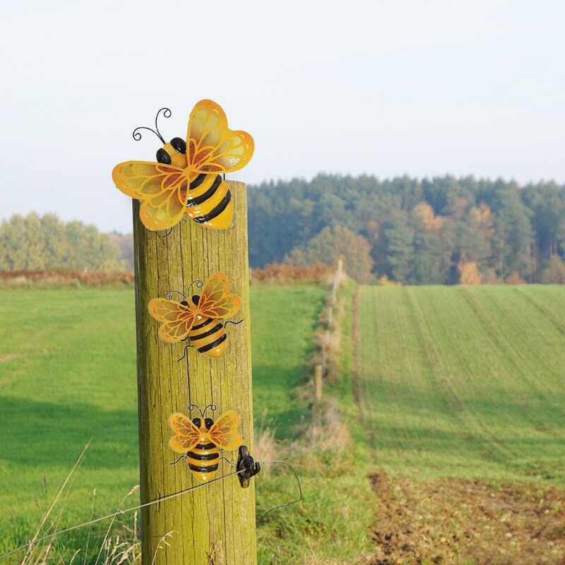 Simulare de albine Pădure Grădinărit Decorație Metal Atârnat Sculptură de perete 3d Interior Decor Artă în aer liber Patio Curte Camera de zi