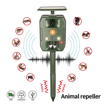 Solar Bird Repeller Ultrasonic Outdoor Garden Animal Sonic Rodent repeller Cat Dog Fox Snake Repeller Scare Birds Scarecrow Owl