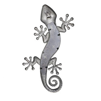 Метален гущер Gecko със стъклен декор за стена за декорация на домашна градина Животни Статуи на открито Скулптури Декоративна спалня Двор