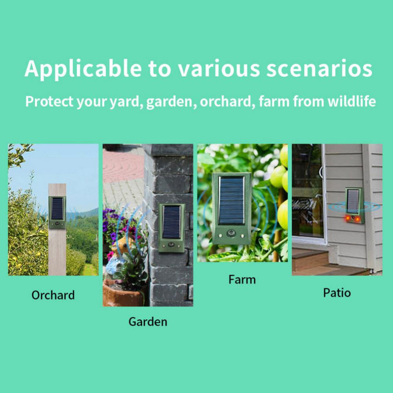 Atsparus vandeniui gyvūnus atbaidantis saulės paukščių atbaidiklis lauko ultragarsinis garsinis graužikų atbaidiklis kačių šunų lapės vilko kenkėjų gyvačių baidyklės