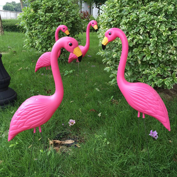 2 бр./компл. Горещи продавани изкуствени фламинго с корем Пластмасови колове за тревни площи Симулирани фламинго с корем Градински орнаменти