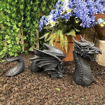 1 τεμ. Άγαλμα κήπου Flying Dragon Shape Statue Resin Στολίδι Γλυπτά γκαζόν Διακόσμηση αυλής Ειδώλιο εξωτερικού χώρου Gaden Διακόσμηση σπιτιού