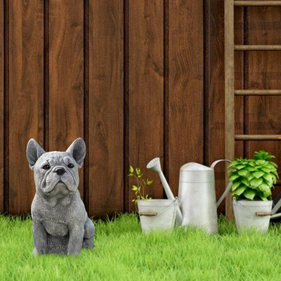 Gyanta szobor vidám kutyafigurák Kerti gyanta dekoráció szimuláció tacskó francia bulldog bemutató miniatűr kézműves kerti dekoráció