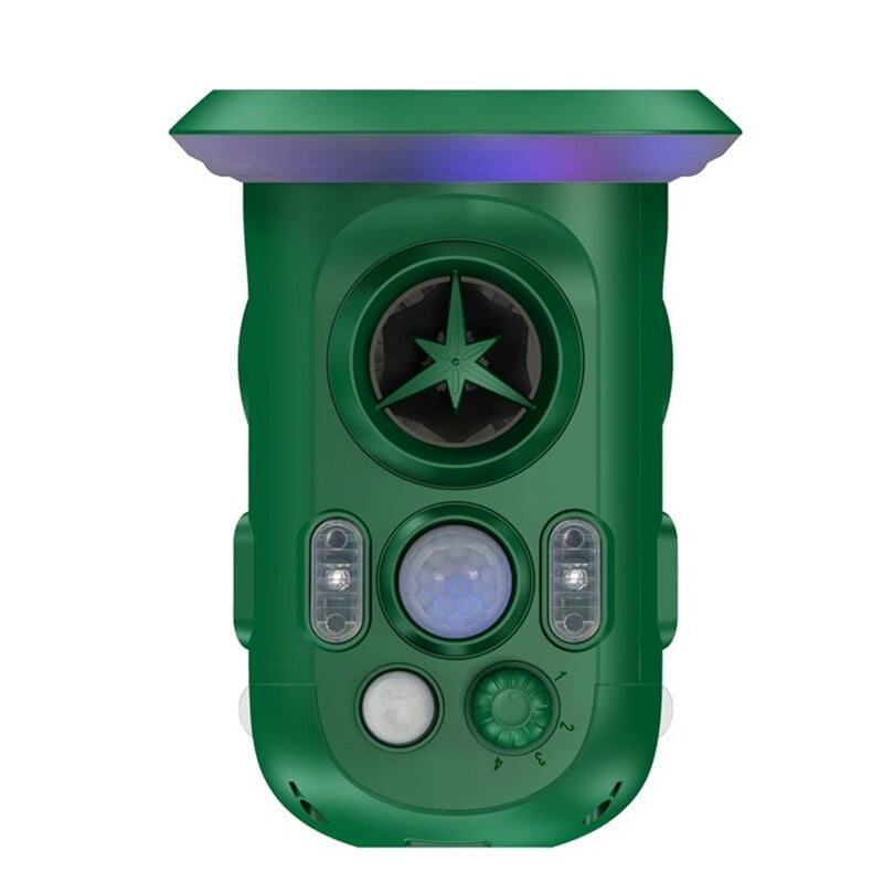 Ultragarsinis gyvūnų atbaidiklis, saulės gyvūnų atbaidymo priemonė su judesio jutikliu, vandeniui atspari plėšrūno akis šunims, katėms, kenkėjams, meškėnams ir kt.