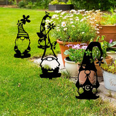 Gnomų sodo kuoliukai Mieli tuščiaviduriai sodo nykštukai Dekoratyvinis metalo menas Nykštukų papuošalai Gnome kuolai namų sodo kieme