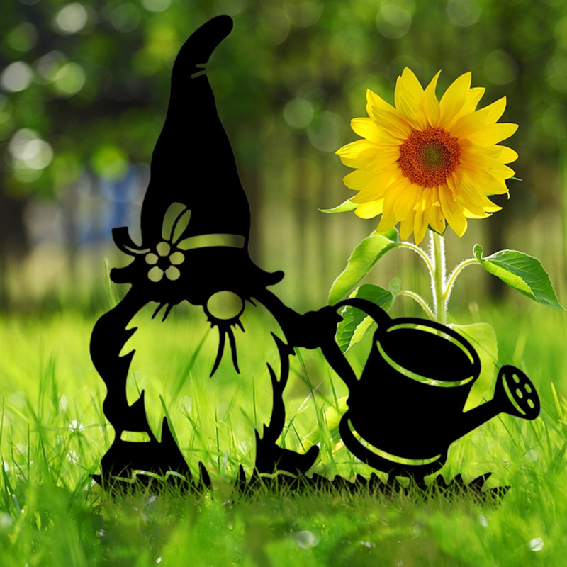 Gnomų sodo kuoliukai Mieli tuščiaviduriai sodo nykštukai Dekoratyvinis metalo menas Nykštukų papuošalai Gnome kuolai namų sodo kieme