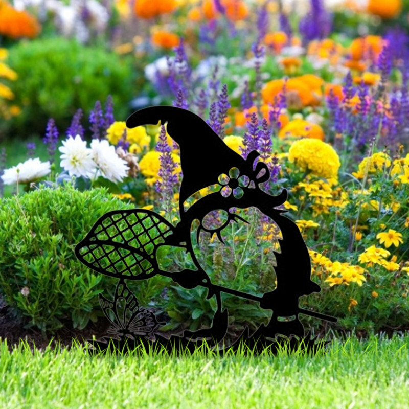 Gnomų sodo kuoliukai Mieli tuščiaviduriai sodo nykštukai Dekoratyvinis metalo menas Nykštukų papuošalai Gnome kuolai namų sodo kieme