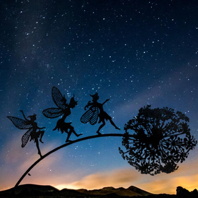 Sodo figūrėlės Gėlių fėja Sodas Miniatiūrinės Skulptūros Dekoras Metalas Sodo Kiemo Papuošalai Kuolų fėjos Kiaulpienės Šokio Menas