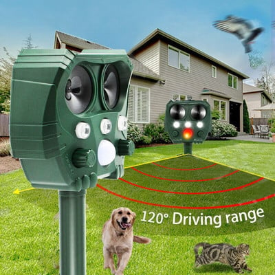 Respingător de câini cu ultrasunete pentru pisici, senzor de mișcare cu energie solară, descurajare cu lumină bliț, dispersor de animale pentru consumabile de control al dăunătorilor de grădină