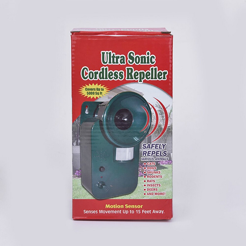 Lauko ultragarsiniai kenkėjų atbaidymo aparatai Gyvūnų repelentai Sodo Pelės Žiurkės Voverės Paukščiai Skunksai Katės Šuo Lapės Atbaidiklis