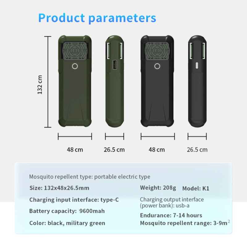Hordozható szúnyogriasztó fűtés, elektromos szúnyogriasztó, újratölthető szúnyogirtó kültéri kempingezéshez