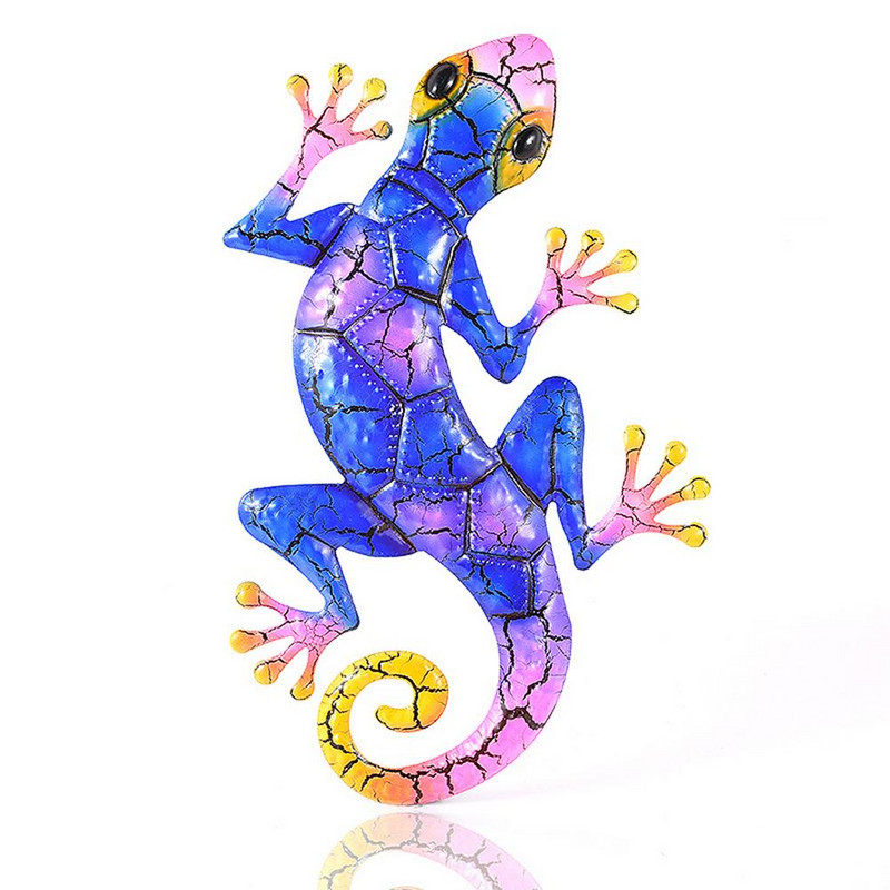 3 buc Ornament de perete Gecko din fier rezistent la rugină Ornament de șopârlă din metal pentru grădina de acasă