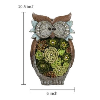 Solar Owl Succulent Figurine Φωτάκια κήπου Λάμπα LED εξωτερικού χώρου για διακόσμηση κήπου Αδιάβροχα Χριστουγεννιάτικα Φωτάκια Ηλιακό Φωτιστικό Εξωτερικού