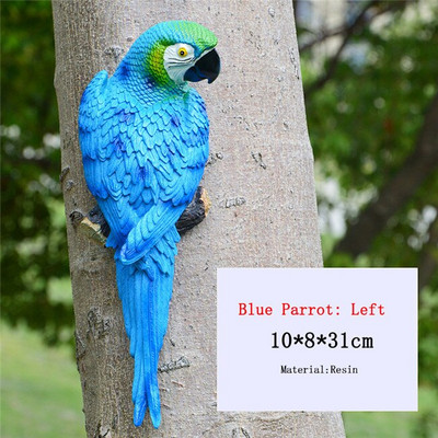 Dervos modeliavimas Papūgos statulos Ornamentai Miniatiūros Pasakų sodas Lauko apdaila Gyvūnai Skulptūra Namo dekoro priedai