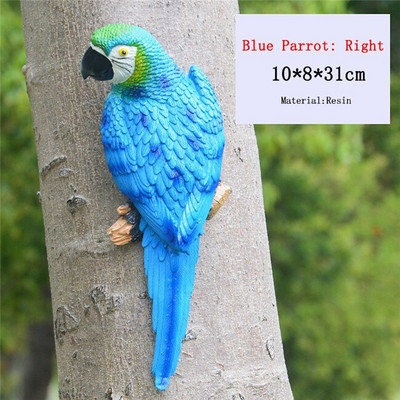 Dervos modeliavimas Papūgos statulos Ornamentai Miniatiūros Pasakų sodas Lauko apdaila Gyvūnai Skulptūra Namo dekoro priedai