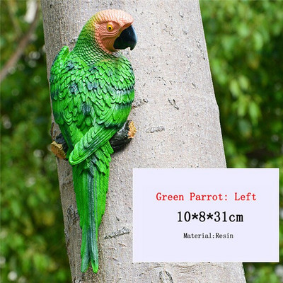 Dervos modeliavimas Papūgos statulos Ornamentai Miniatiūros Pasakų sodas Lauko apdaila Gyvūnai Skulptūra Namo dekoro priedai