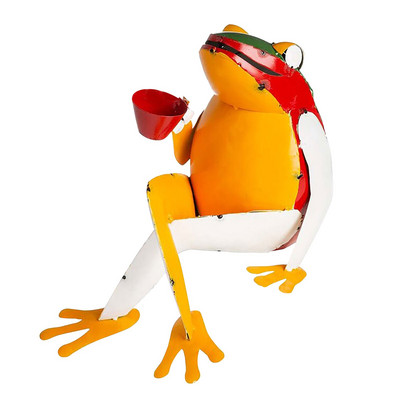 Забавна статуя на жаба на закрито на открито Желязно изкуство Градинско украшение Тревна площ Декорация на домашно бюро Подарък за животни