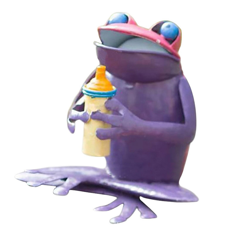 Забавна статуя на жаба на закрито на открито Желязно изкуство Градинско украшение Тревна площ Декорация на домашно бюро Подарък за животни