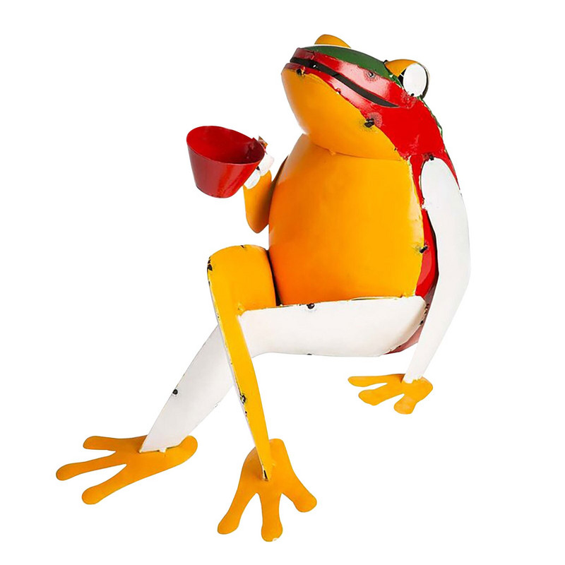 Забавна статуя на жаба на закрито на открито Желязно изкуство Градинско украшение Тревна площ Декорация на домашно бюро Подарък за животни