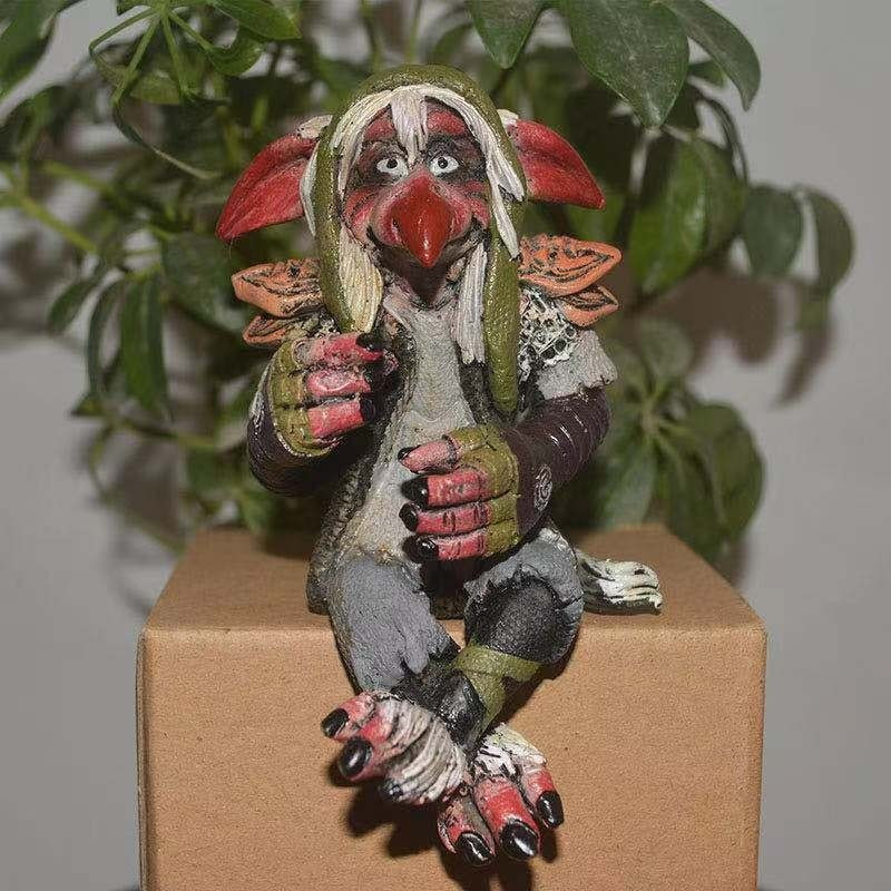 20,22 mln. Helovino nykštuko elfo statulos dervos papuošimai Pasakų sodo puošmena Ornamentas gėlių vazonas mikro peizažas lauke