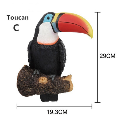 Sodo dervos statula, didelė medžio glėbys sodo chameleonas, tukanas pelėda, figūrėlė, kabantys gyvūnai kiemo kiemo medžio sienų dekoravimui