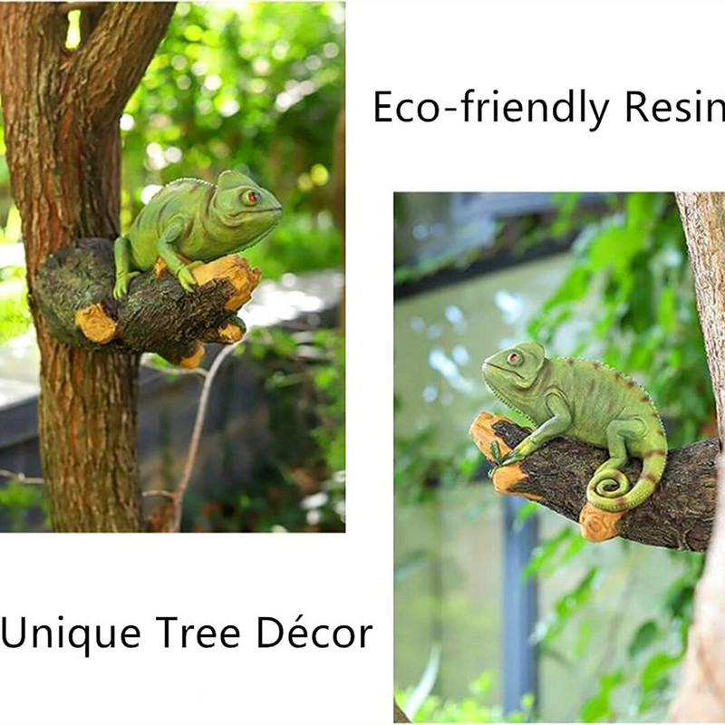 Sodo dervos statula, didelė medžio glėbys sodo chameleonas, tukanas pelėda, figūrėlė, kabantys gyvūnai kiemo kiemo medžio sienų dekoravimui