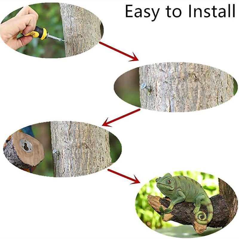 Sodo dervos statula, didelė medžio glėbys sodo chameleonas, tukanas pelėda, figūrėlė, kabantys gyvūnai kiemo kiemo medžio sienų dekoravimui