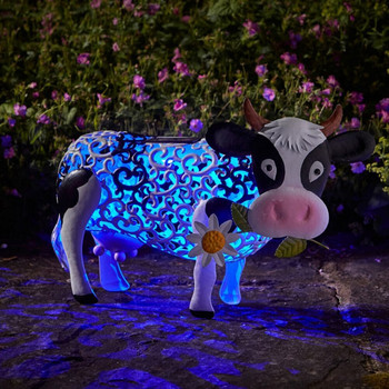 LED слънчева светлина, смола, маргаритка, крава / котка, водоустойчива градина, колове за морава, лампи, дворно изкуство за декорация на домашен двор