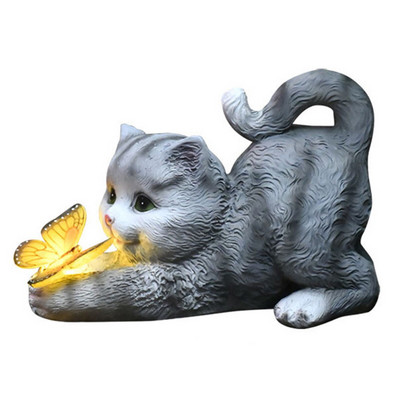 LED saulės šviesos dervos margalapis karvė / kačių amatai, vandeniui atsparūs lauko sodo vejos statramsčiai Lempos Kiemo menas namų kiemo dekoravimui