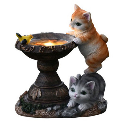 LED saulės šviesos dervos margalapis karvė / kačių amatai, vandeniui atsparūs lauko sodo vejos statramsčiai Lempos Kiemo menas namų kiemo dekoravimui