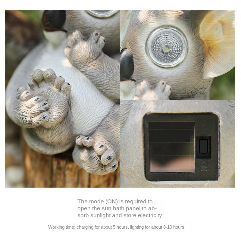 Kūrybingas lauko modeliavimas Gyvūnų modeliavimas Koala Miela dervos statulėlė Saulės peizažas Šviesa lėlė Sodas Balkono dekoravimas Rašomasis stalas