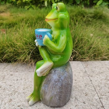 Градинско украшение от смола 15 см/6 инча Фигура на жаба за домашни градински декорации Вътрешни външни декорации Декорации за вътрешен двор