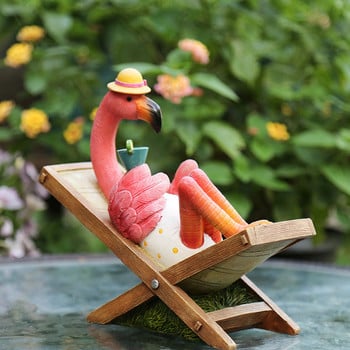 Сладко мързеливо фламинго от смола, легнало седнало статуя, магазин за открита градина, декоративна скулптура за домашна градина, декорация на морава, орнамент