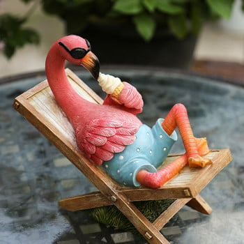 Сладко мързеливо фламинго от смола, легнало седнало статуя, магазин за открита градина, декоративна скулптура за домашна градина, декорация на морава, орнамент