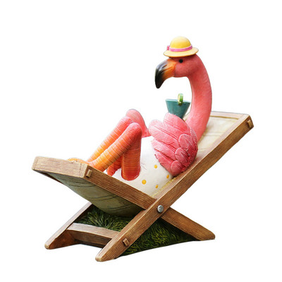 Mielas dervos tinginys flamingas gulėti sėdi statula lauko sodo parduotuvė Dekoratyvinė skulptūra namų sodui, vejos dekoro ornamentas