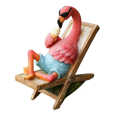 Mielas dervos tinginys flamingas gulėti sėdi statula lauko sodo parduotuvė Dekoratyvinė skulptūra namų sodui, vejos dekoro ornamentas