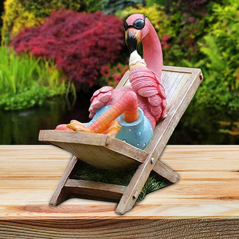 Mielas dervos tinginys flamingas gulėti sėdi statula lauko sodo parduotuvė Dekoratyvinė skulptūra namų sodui, vejos dekoro ornamentas
