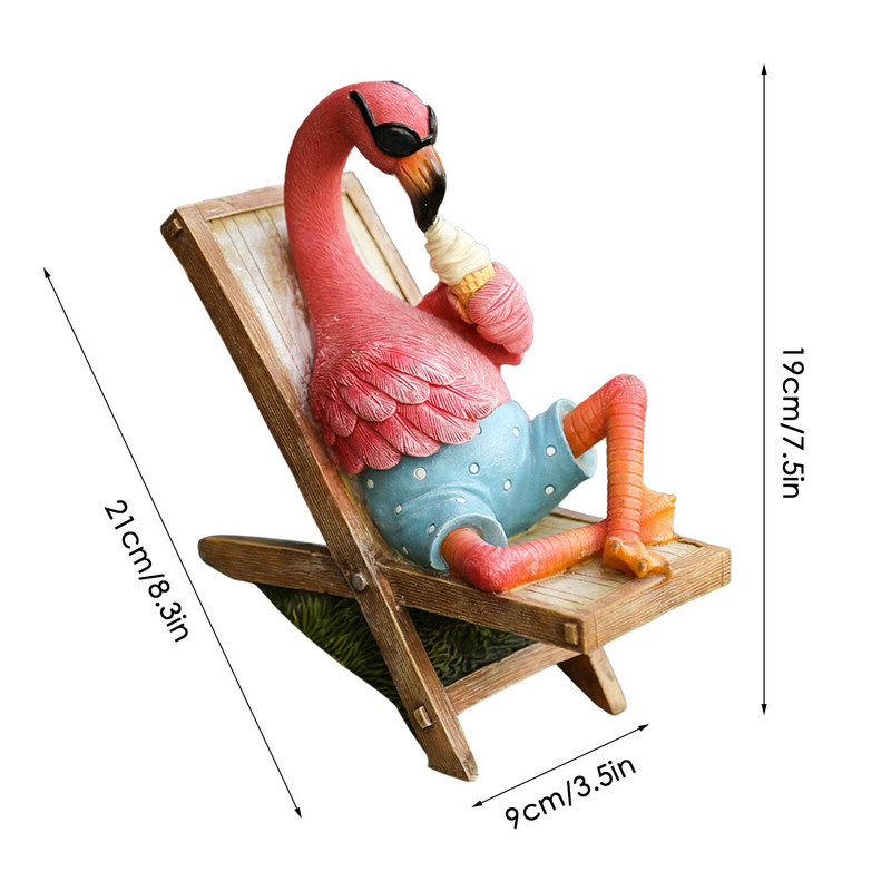 Mielas dervos tinginys flamingas gulėti sėdi statula lauko sodo parduotuvė Dekoratyvinė skulptūra namų sodui, vejos dekoro ornamentas