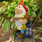Gnom de grădină Sculpturi Lanternă Lumină solară Decorare în aer liber Figurine Statui Decorare Curtea casei Ornamente rezistente la apă