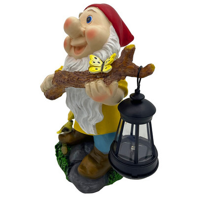 Gnom de grădină Sculpturi Lanternă Lumină solară Decorare în aer liber Figurine Statui Decorare Curtea casei Ornamente rezistente la apă