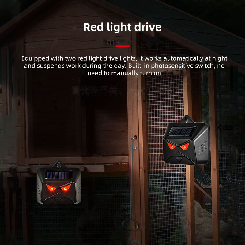 gyvūnų atbaidiklis Daugiasluoksnis silicio saulės kolektorius Dvigubo maitinimo gyvūno atbaidiklis šunų paukščių atbaidiklis Raudona LED lemputė, mirksi atbaidanti