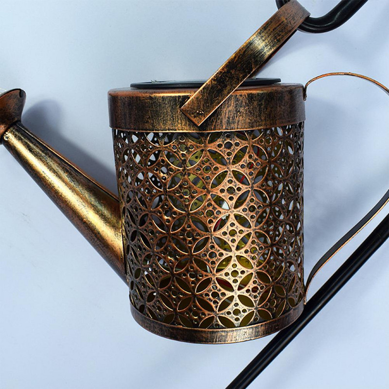 Lauko saulės laistymo skardinė Ornamentinė lempa Sodo menas Šviesos apdaila Tuščiaviduris geležinis dušas LED lempučių virvelė sodo dekoravimui