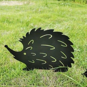 4 части Hedgehog Family Garden Courtyard Iron Decoration Plug-in Creative Metal Hollow Crafts Outdoor Animal Decor Ornaments