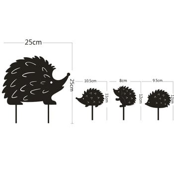 4 части Hedgehog Family Garden Courtyard Iron Decoration Plug-in Creative Metal Hollow Crafts Outdoor Animal Decor Ornaments