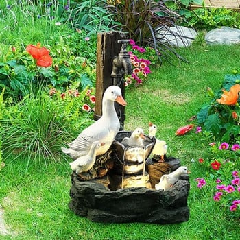 Solar Power Duck Squirrel Συντριβάνι Ρητίνη Ειδώλιο Ζώου Άγαλμα Διακόσμηση εξωτερικού χώρου Προσομοίωση Κήπου Διακόσμηση Τοπίο για αυλή