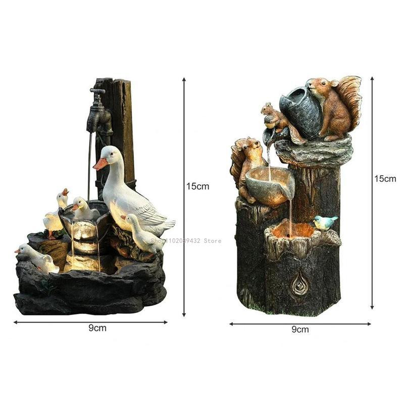 Solarna energija Patka Vjeverica Fontana Smola Životinjska figurica Kip Vanjski ukras Simulacija vrta Dekor Krajolik za dvorište