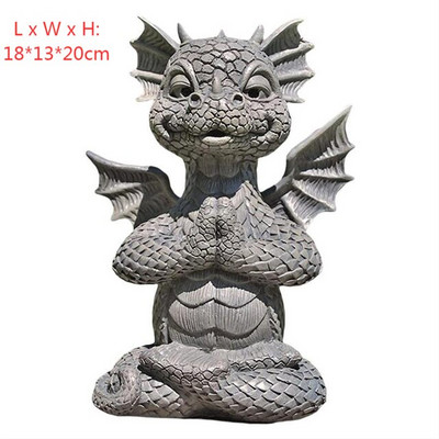 2021 m. Gražaus sodo drakono medituojama statula kiemo drakono skulptūra iš dervos dinozauro formos statulos lauko kiemo sodo puošmena